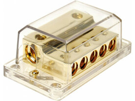 Power distribution block (gold) 2x35-50 mm&sup2; in / 5x20 mm out