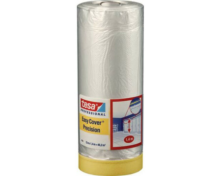 Tesa Prof.4365 2-in-1 Maskeringsfolie met maskeringstape L.33mtr x B.1400mm Transparant (Per 8 Stuks