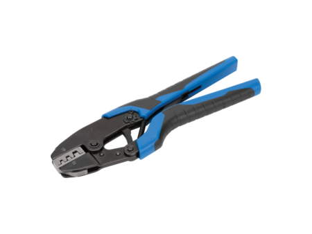 Krimptang met ratel met dubbele krimp voor ongeisoleerde kabelschoenen