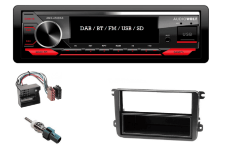 DAB / BT autoradio Volkswagen Golf Polo Caddy Passat en meer | 4×50 watt | multicolor | Audiovolt AMS-450DAB