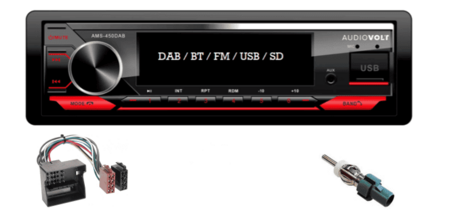DAB / BT autoradio Citroen C2, C3. Berlingo, Fiat Scudo | 4×50 watt | multicolor | Audiovolt AMS-450DAB