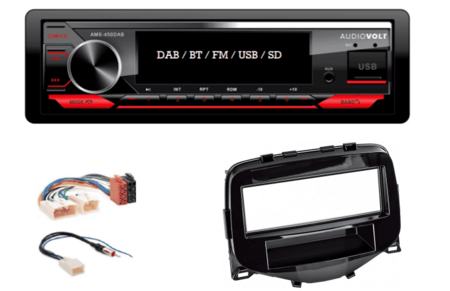 DAB / BT autoradio Peugeot 108, Toyota Aygo, Citroën C1 bouwjaar 2014 + | 4×50 watt | multicolor | Audiovolt AMS-450DAB