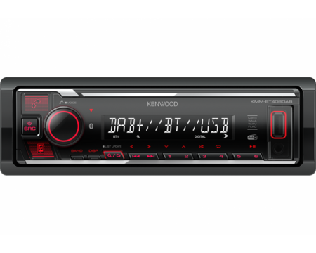 Kenwood KMM-BT408DAB Bluetooth autoradio + DAB - inclusief DAB+ antenne - Rood