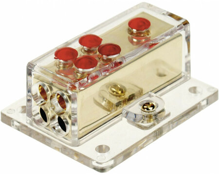 Power distribution block (gold) 1x20 mm&sup2; in / 4x10 mm&sup2; out