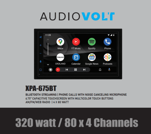 Wireless Apple Carplay &amp; Android auto navigatie geschikt voor Volkswagen Up, Seat Mii, Skoda Citigo 4x80W Audiovolt XPA-675BT mat zwart