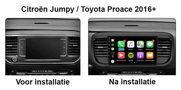 Citro&euml;n Jumpy | Toyota Proace | Peugeot Expert 2016+ navigatie Carplay en Android 12| DDR4 octa core 4+64GB