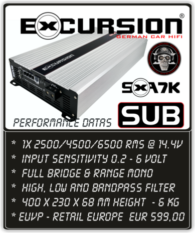 EXCURSION SXA 7K PRO - Mono Digital Amplifier - 6500 Watt