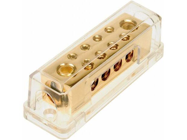 Power distribution block (gold) 2x50 mm&sup2; in/ 8x10 mm&sup2; out